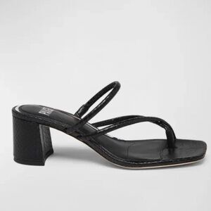 PAIGE Vanessa Embossed Crisscross Slide Sandals Heel Black Leather Sz 6